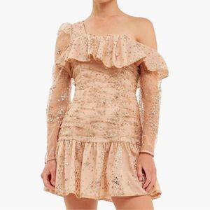 Endless Rose Sequins Mini Gold Nude Mini
Dress(Size XS)